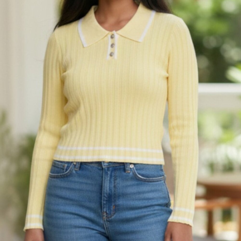 Lizette Collection Yellow Ribbed Sweater Sz Child Medium